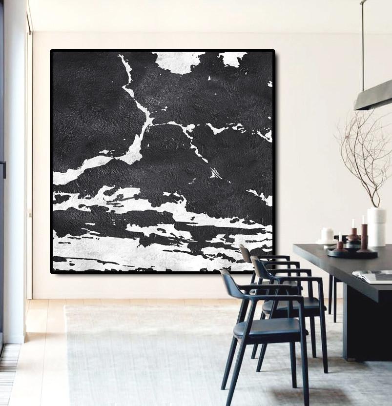 Minimal Black and White Painting #MN4A - Click Image to Close